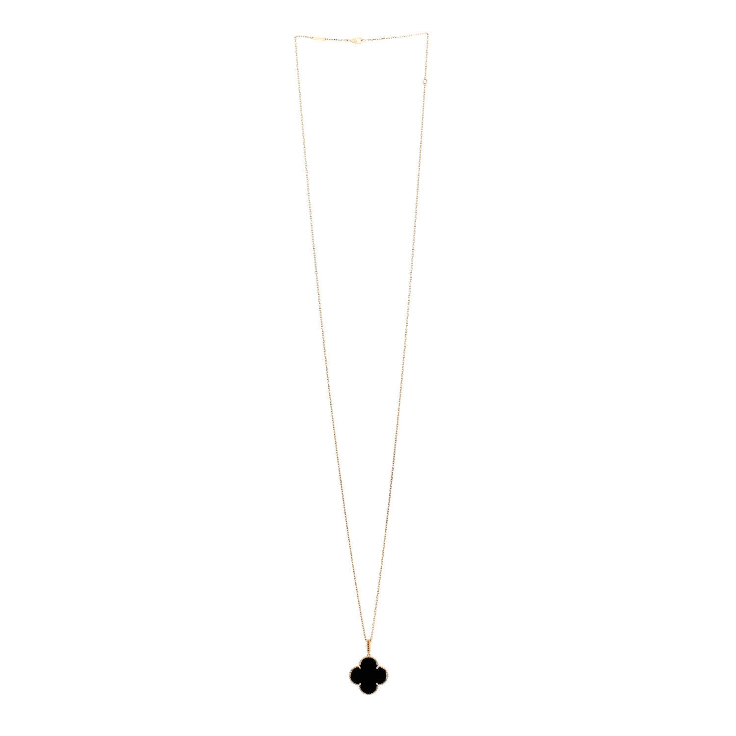 Van Cleef & Arpels 18K Yellow Gold Black Onyx Magic Alhambra Pendant Necklace 3 of 6