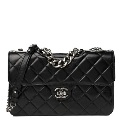 Chanel Glazed Calfskin Quilted Large Perfect Edge Flap Black 1 of 12
