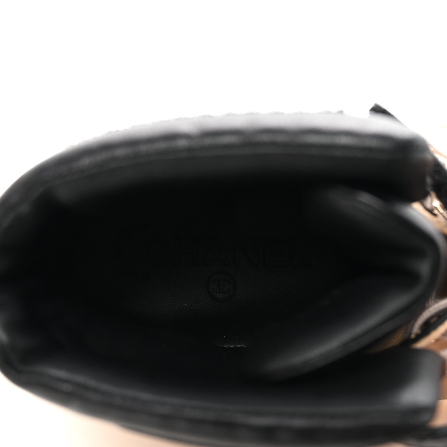 Chanel Lambskin Logo High Top Sneakers 35.5 Ivory Black 8 of 9
