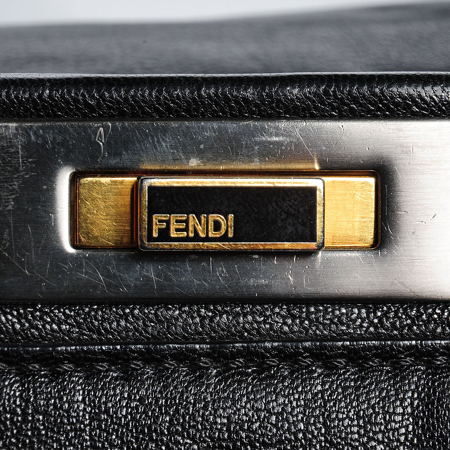 Fendi Goatskin Zucca Large Peekaboo Iconic Satchel Black Tobacco 6 of 11