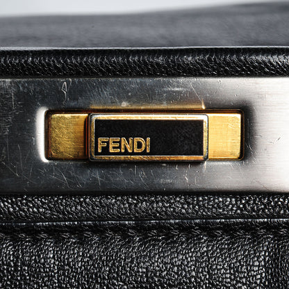 Fendi Goatskin Zucca Large Peekaboo Iconic Satchel Black Tobacco 6 of 11