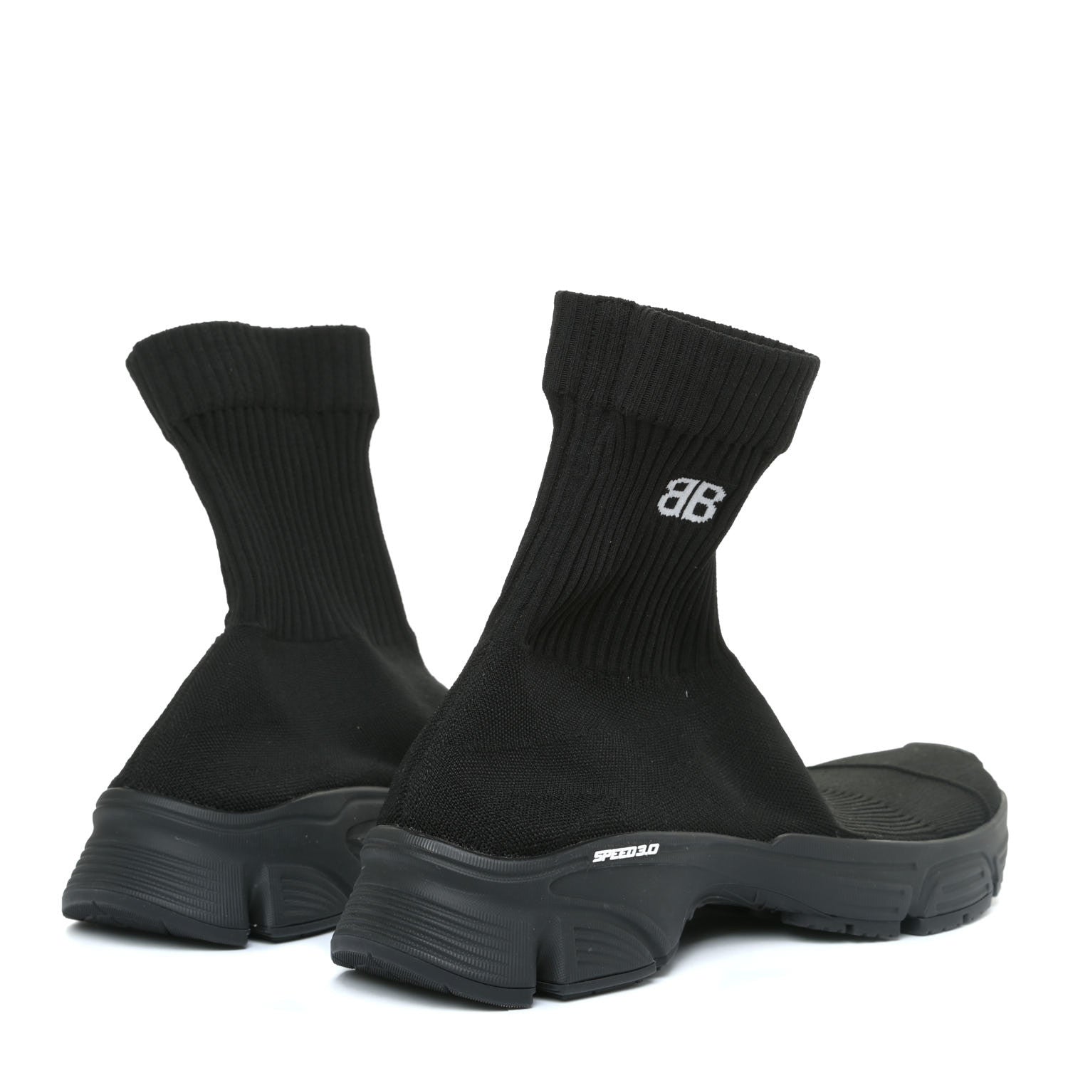 Balenciaga Technical Ribbed 3D Recycled Knit Womens Speed 3.0 Sneakers 39 Monocolor Black 4 of 10