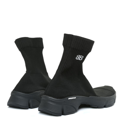 Balenciaga Technical Ribbed 3D Recycled Knit Womens Speed 3.0 Sneakers 39 Monocolor Black 4 of 10