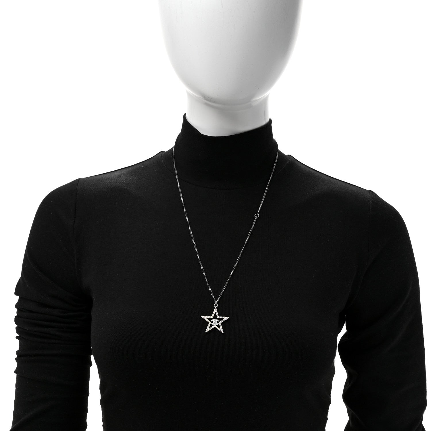 Chanel Ruthenium Crystal Star CC Necklace 2 of 5