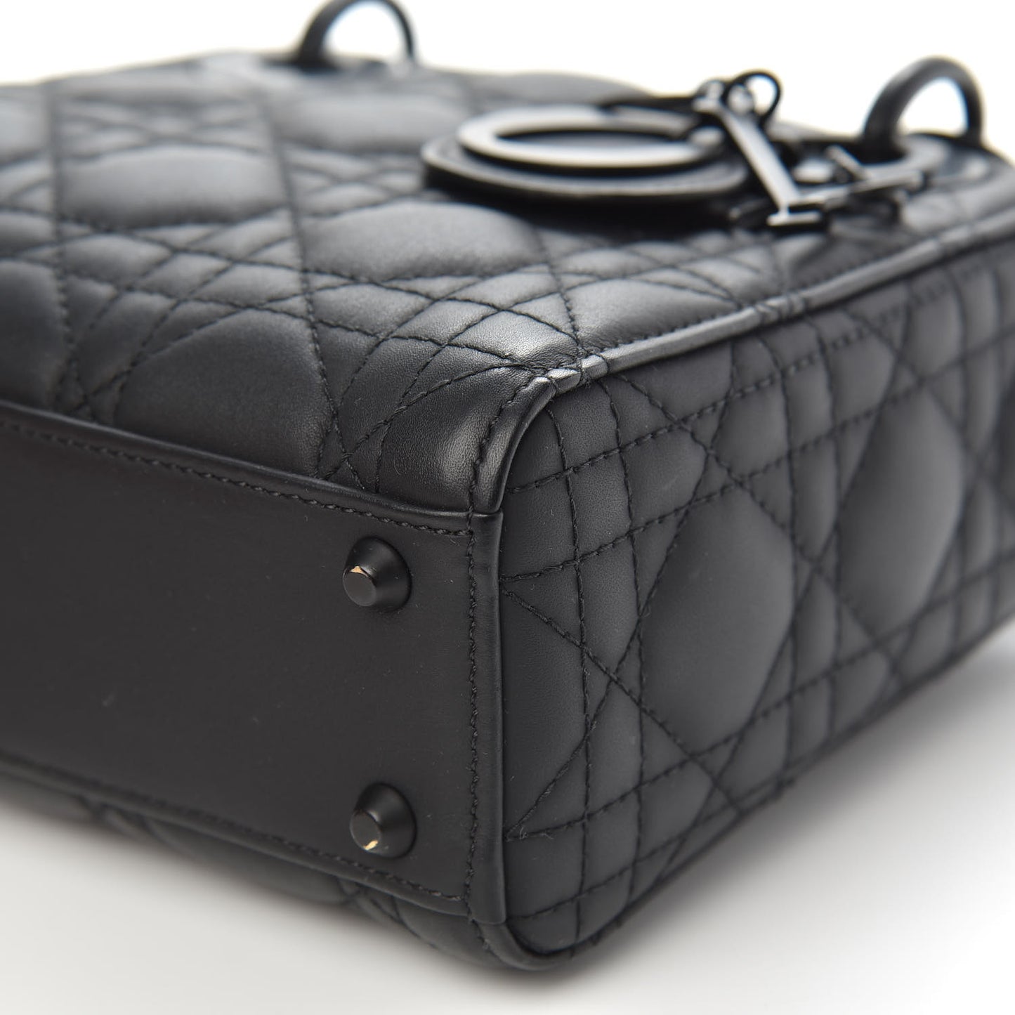 Ultra Matte Calfskin Cannage Mini Lady Dior Black