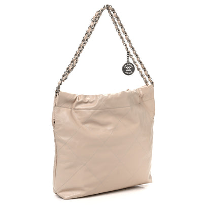 Chanel Shiny Calfskin Quilted Small Chanel 22 Ecru 4 of 11