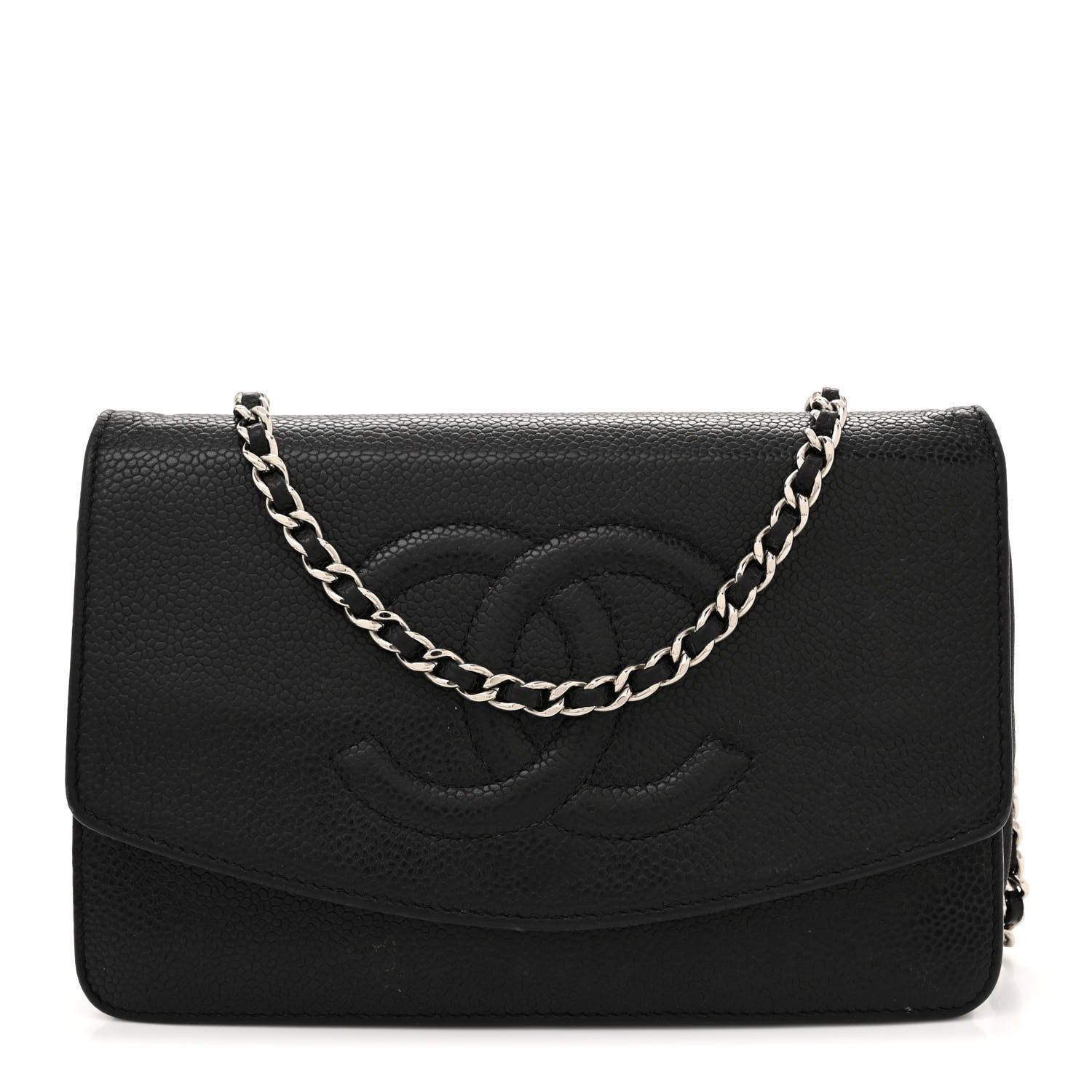 Chanel Caviar Timeless CC Wallet On Chain WOC Black 1 of 13