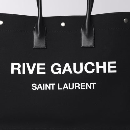 Saint Laurent Linen Calfskin Rive Gauche Tote Black 7 of 9