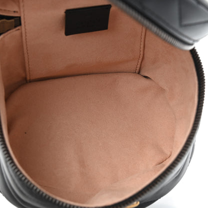 Gucci Calfskin Matelasse Mini GG Marmont Round Backpack Black 4 of 8