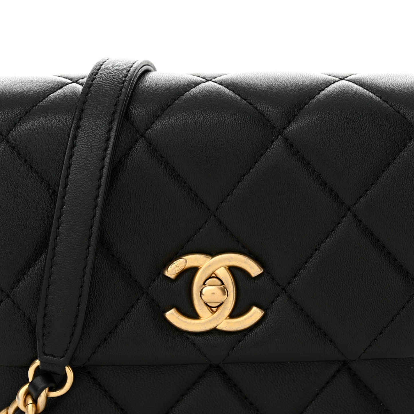 Lambskin Quilted Mini Side Note Flap Black