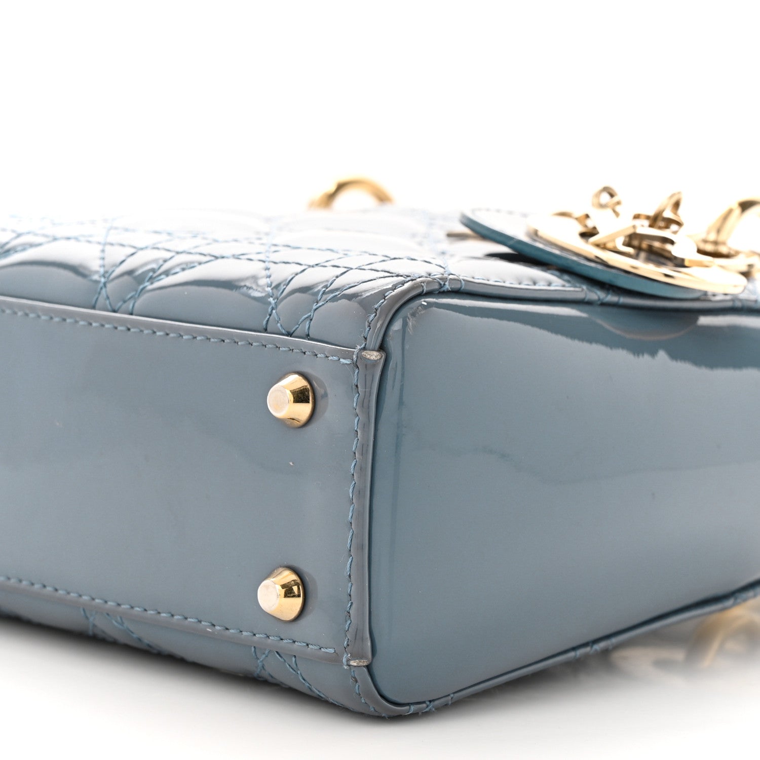 Christian Dior Patent Cannage Mini Lady Dior Light Blue 10 of 12