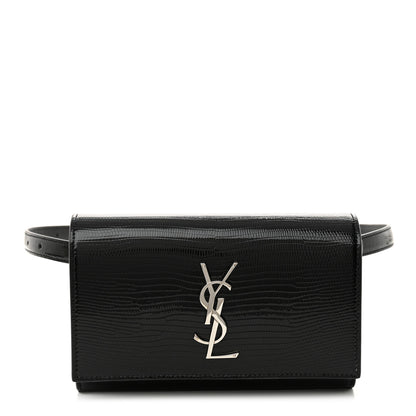 Saint Laurent Calfskin Lizard Embossed Monogram Kate Belt Bag Black 1 of 12