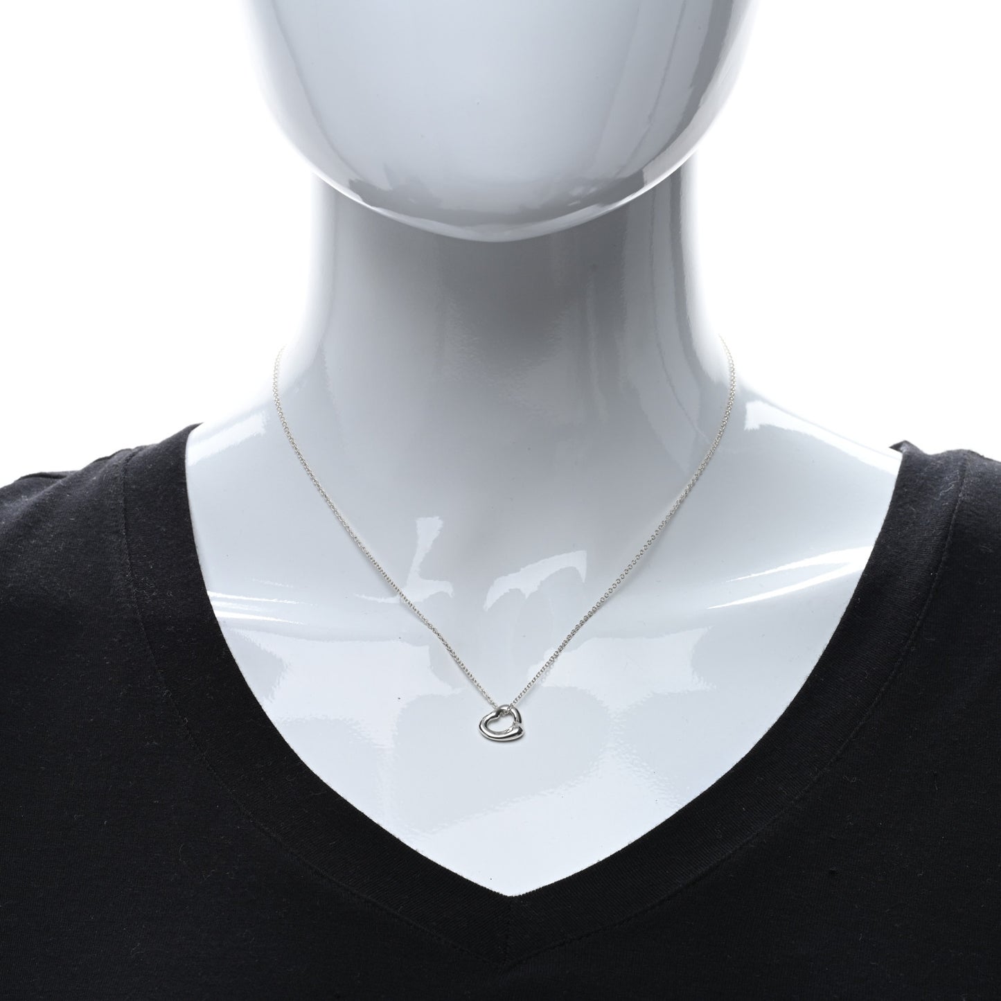 Sterling Silver 11mm Elsa Peretti Open Heart Pendant Necklace