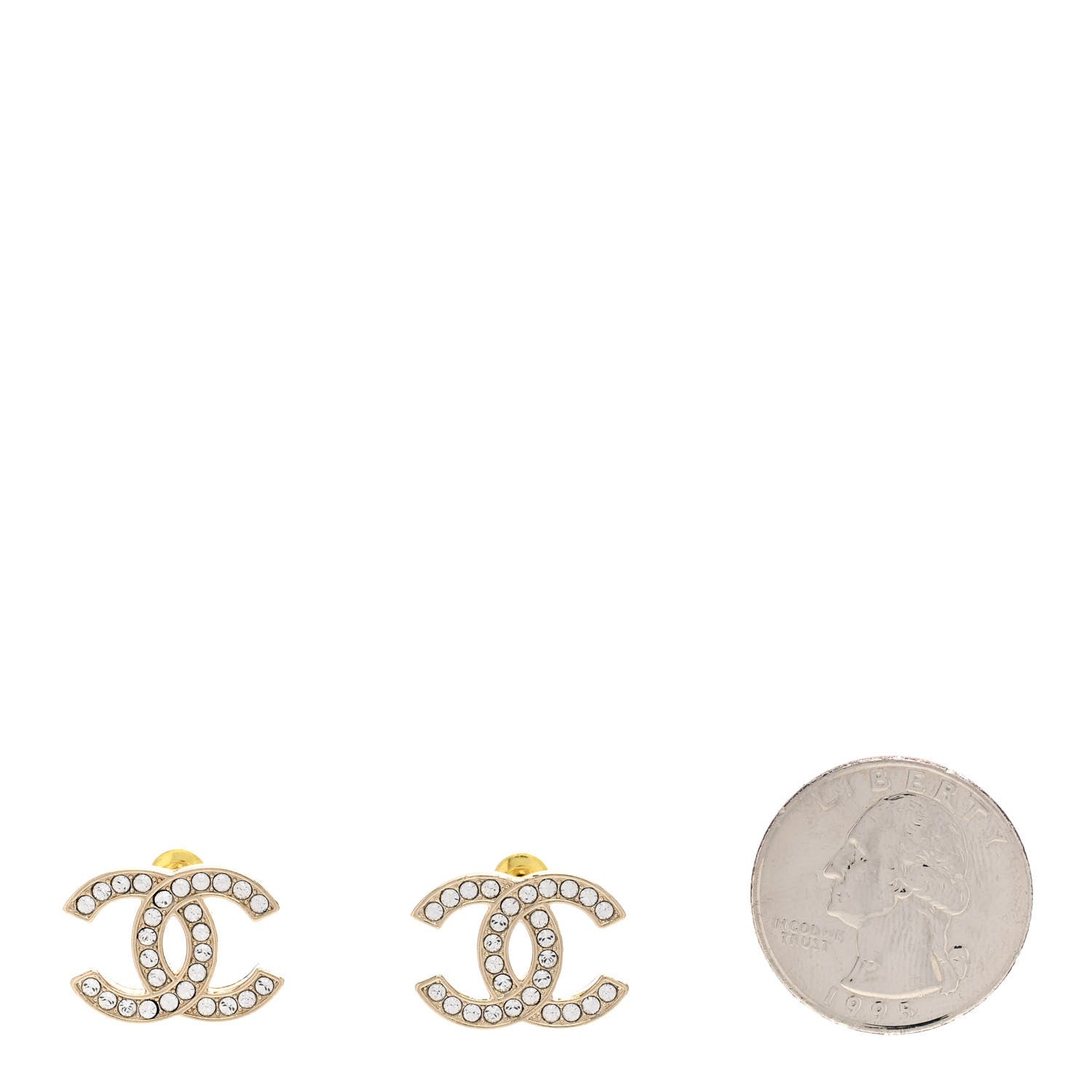 Chanel Crystal CC Earrings Gold 2 of 6