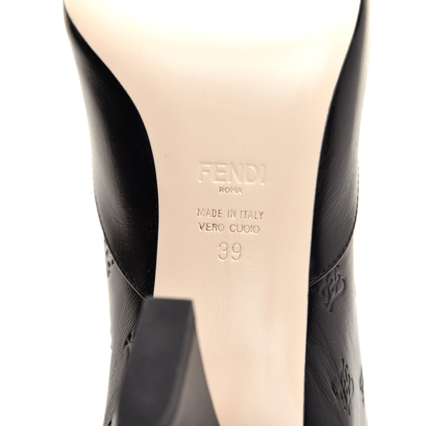 Vitello Karligraphy Embossed FFreedom Ankle Boots 39 Black