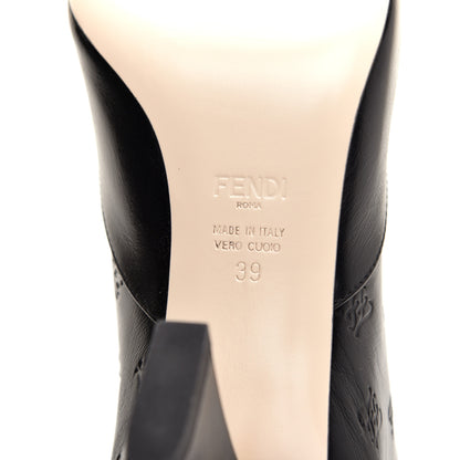 Fendi Vitello Karligraphy Embossed FFreedom Ankle Boots 39 Black 6 of 11