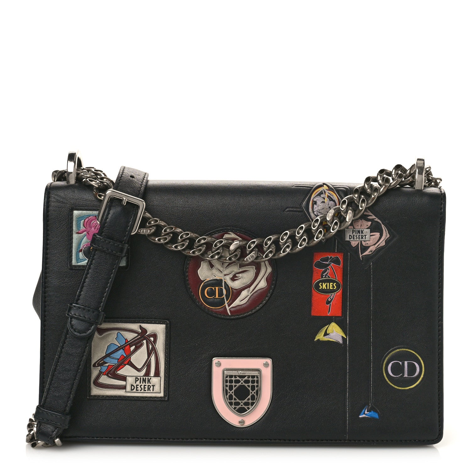 Christian Dior Calfskin Paradise Diorama Flap Bag Black 1 of 8