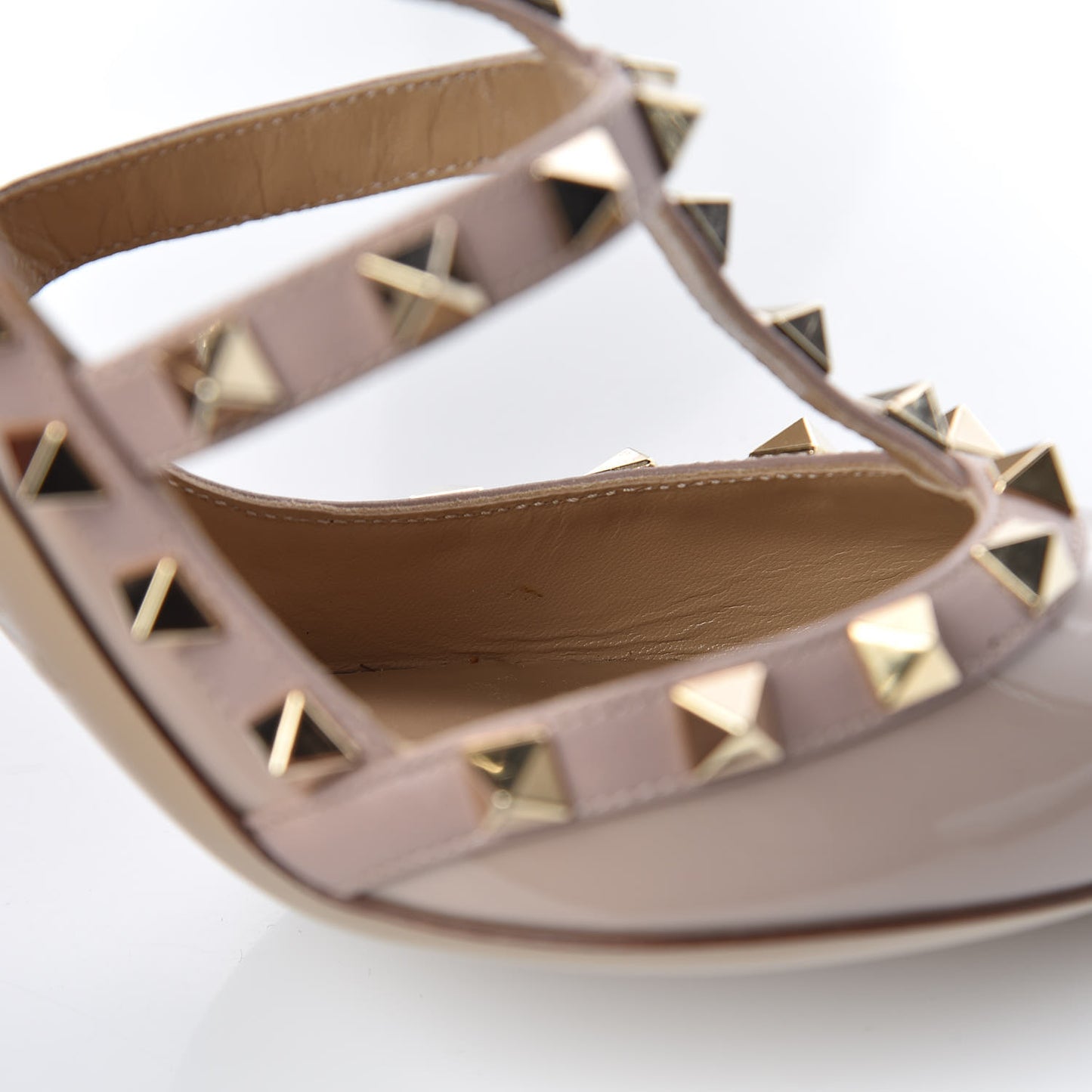 Patent Nappa Rockstud Ankle Strap 100mm Pumps 36.5 Poudre