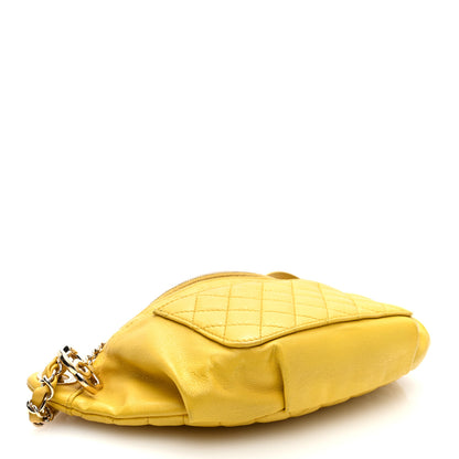 Chanel Crumpled Glazed Lambskin Quilted Waist Bag Fanny Pack Yellow 4 of 10