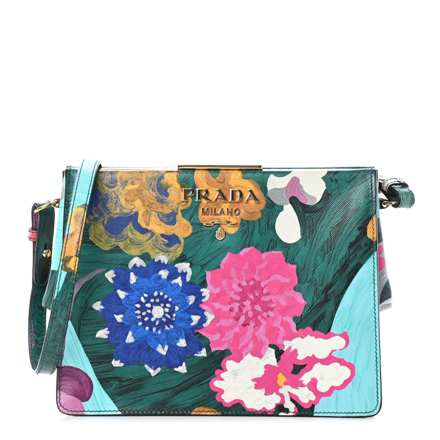 Saffiano Floral Printed Light Frame Bag Multicolor