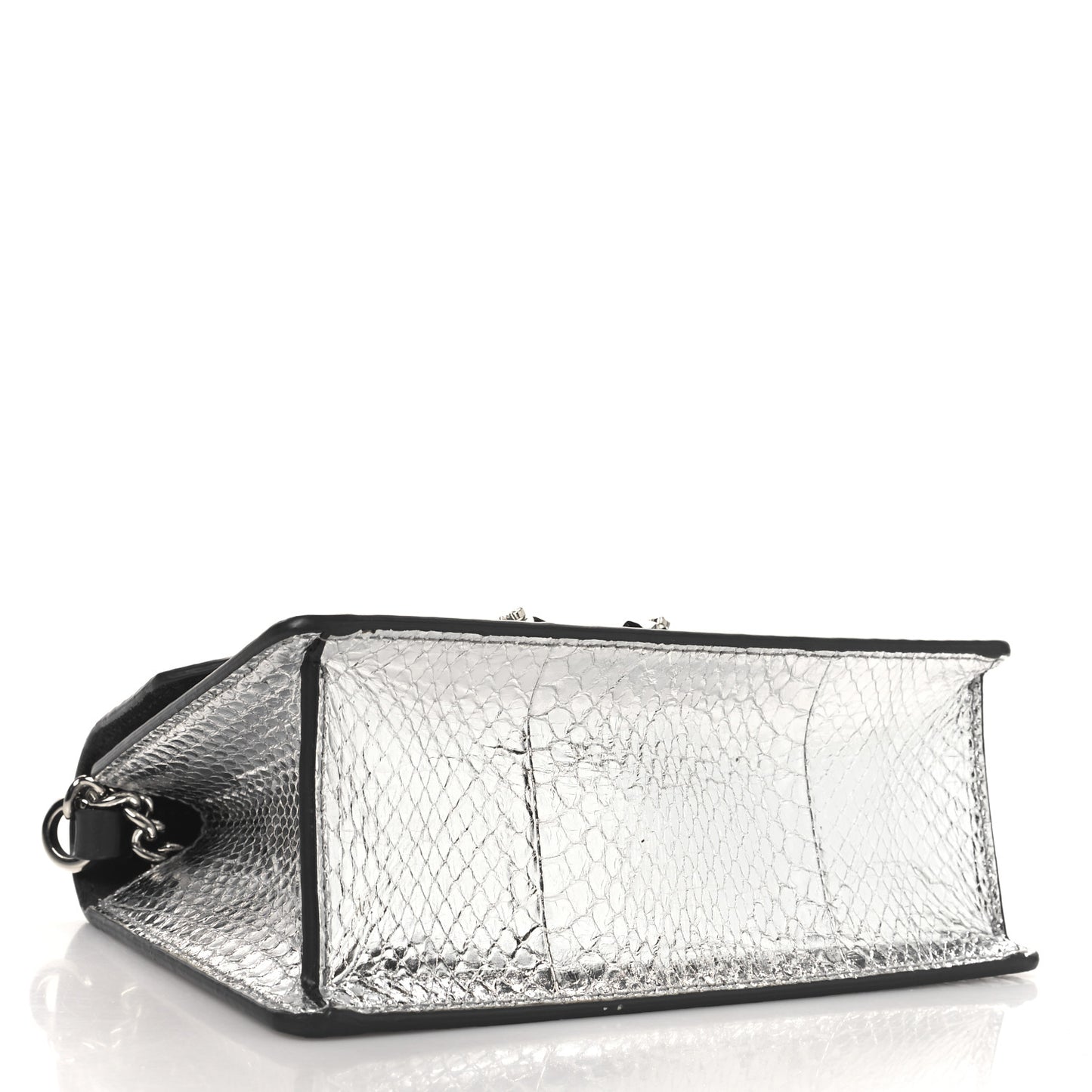 Metallic Calfskin Snakeskin Embossed Madeline Crossbody Bag Silver