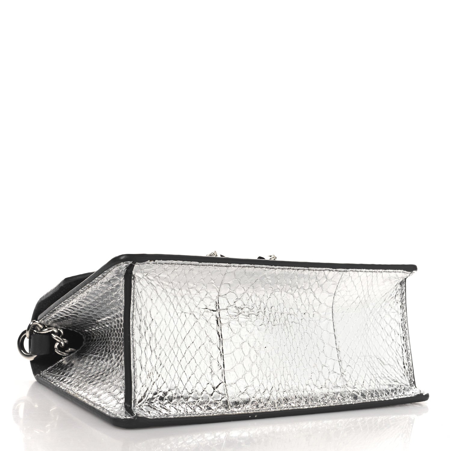 Jimmy Choo Metallic Calfskin Snakeskin Embossed Madeline Crossbody Bag Silver 4 of 13