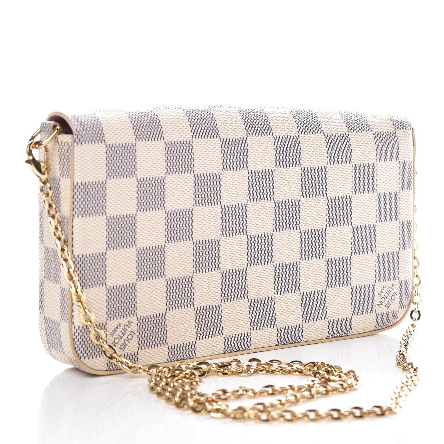 Louis Vuitton Damier Azur Pochette Felicie Chain Wallet Rose Ballerine 4 of 10