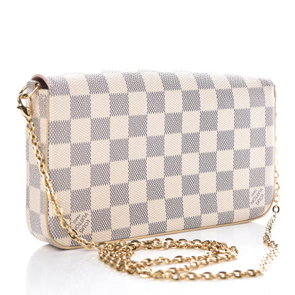 Louis Vuitton Damier Azur Pochette Felicie Chain Wallet Rose Ballerine 4 of 10
