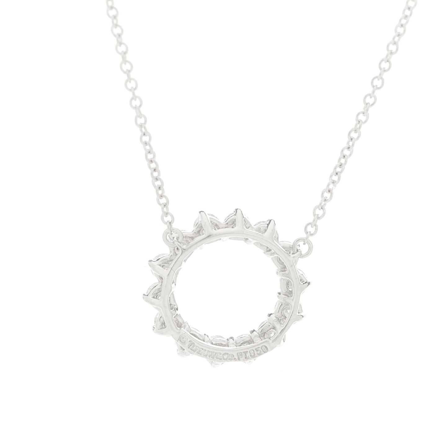 Platinum Diamond Small Open Circle Pendant Necklace