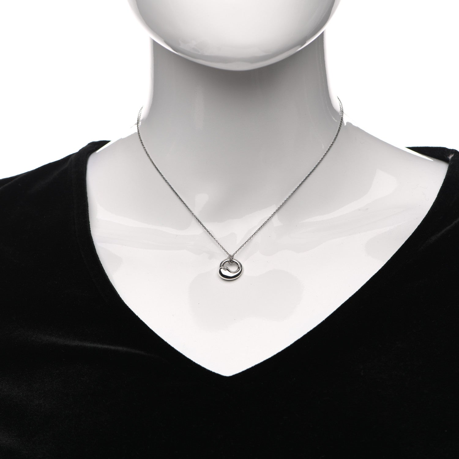 Tiffany Sterling Silver 12mm Elsa Peretti Eternal Circle Pendant Necklace 2 of 5
