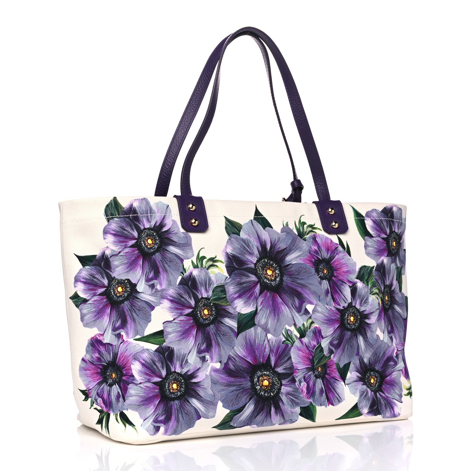 Dolce & Gabbana Canvas Anemone Print Medium Beatrice Tote Purple 2 of 5