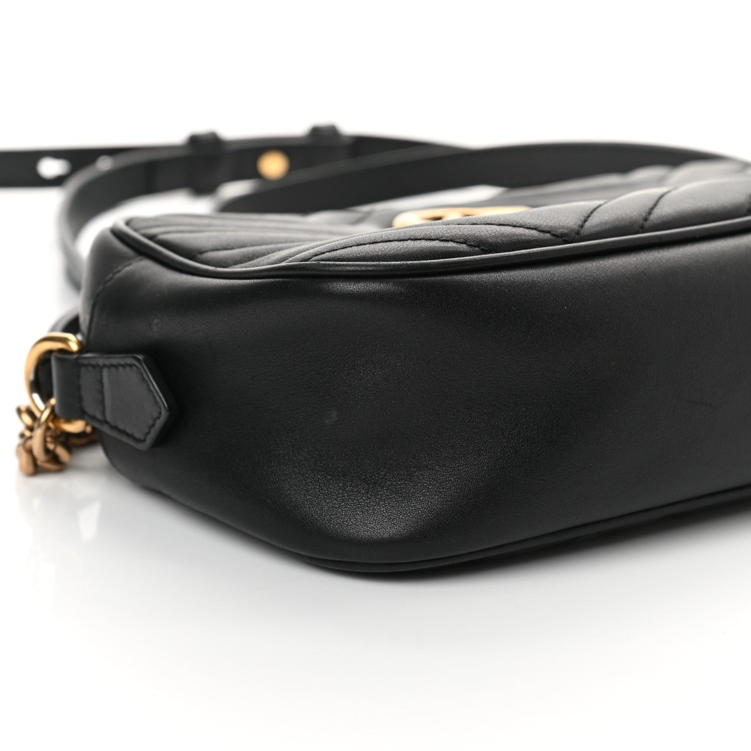 Gucci Calfskin Matelasse Small GG Marmont Chain Shoulder Bag Black 10 of 16