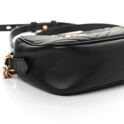 Gucci Calfskin Matelasse Small GG Marmont Chain Shoulder Bag Black 10 of 16