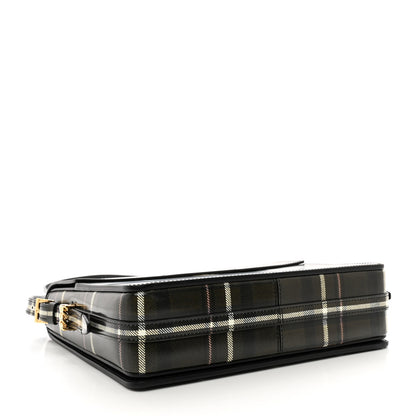 Burberry Calfskin Tartan Print Large Grace Bag Dark Green 4 of 10