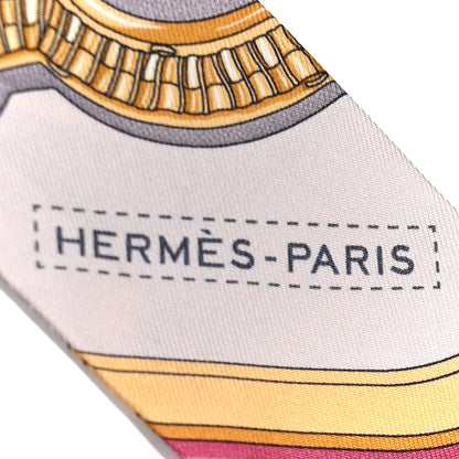 Hermes Silk Grand Apparat Twilly Rose Nacre Gold Anthracite 7 of 7
