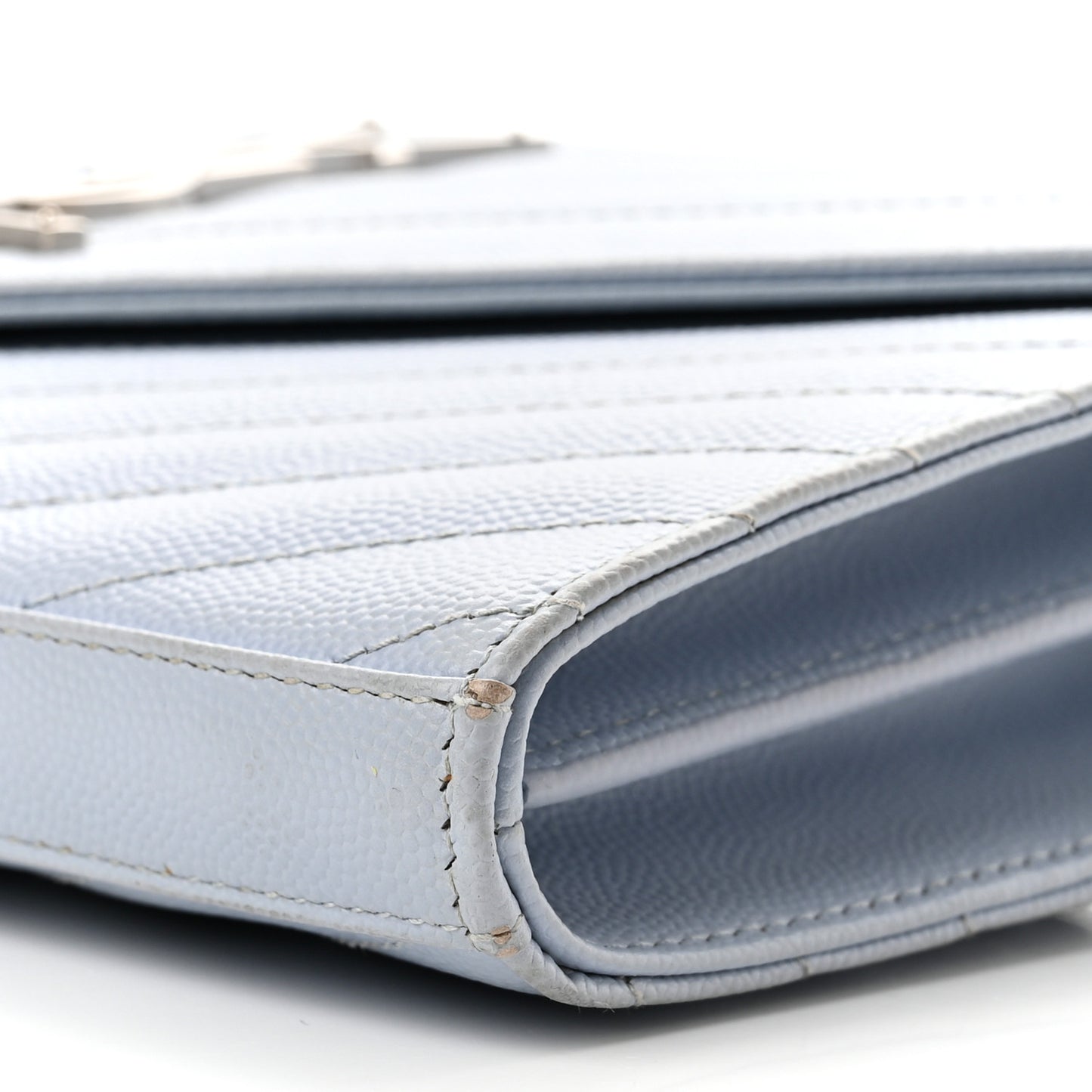 Grain De Poudre Matelasse Chevron Monogram Chain Wallet Sky Blue