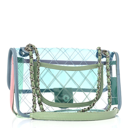 Chanel Lambskin PVC Quilted Medium Coco Splash Flap Blue Green 3 of 13