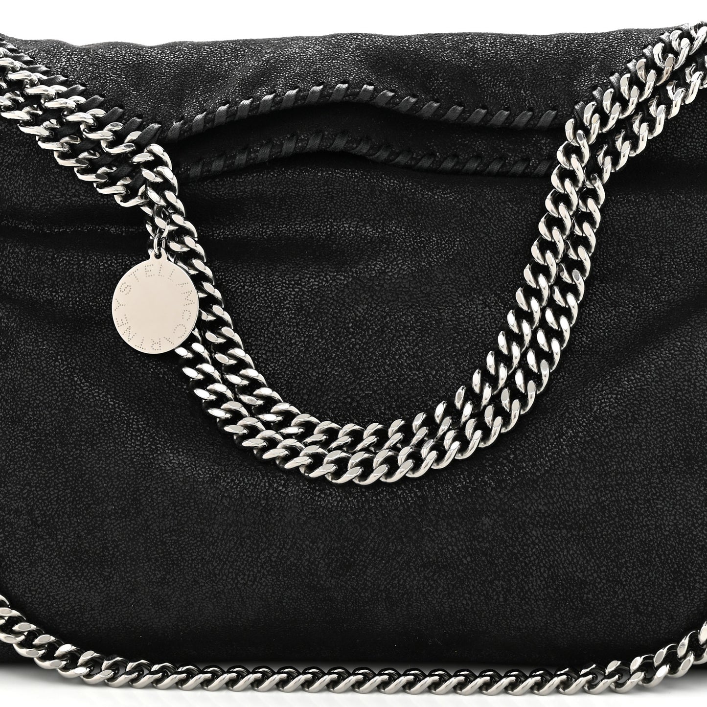 Metallic Shaggy Deer Falabella Fold Over Tote Black
