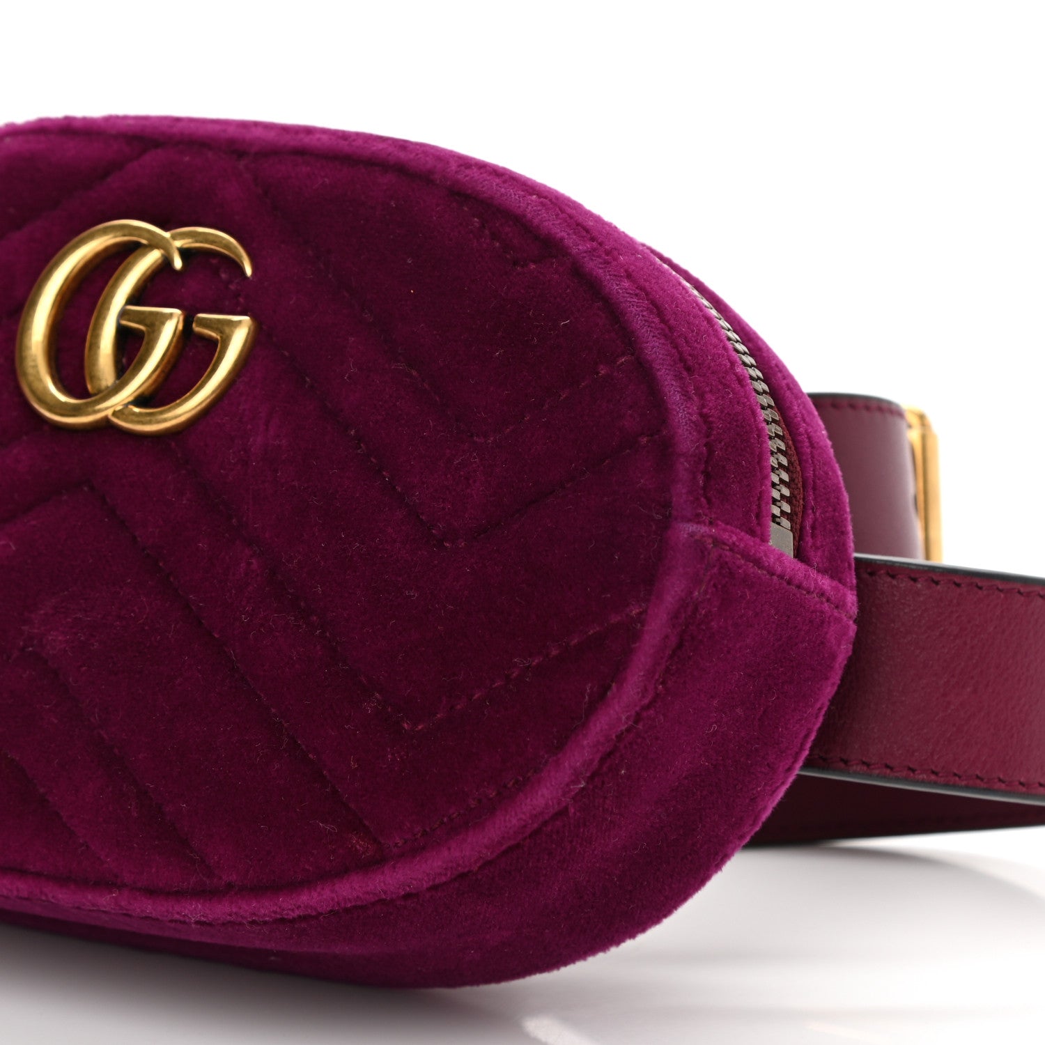 Gucci Velvet Matelasse GG Marmont Belt Bag 85 34 Fuchsia Violet Cyclamen 8 of 9