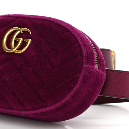 Gucci Velvet Matelasse GG Marmont Belt Bag 85 34 Fuchsia Violet Cyclamen 8 of 9