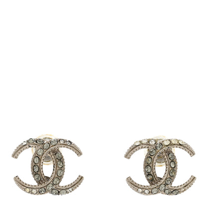 Chanel Crystal CC Moon Earrings Gold 1 of 5