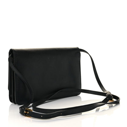 Prada Saffiano Metal Flap Wallet With Strap Black 2 of 10
