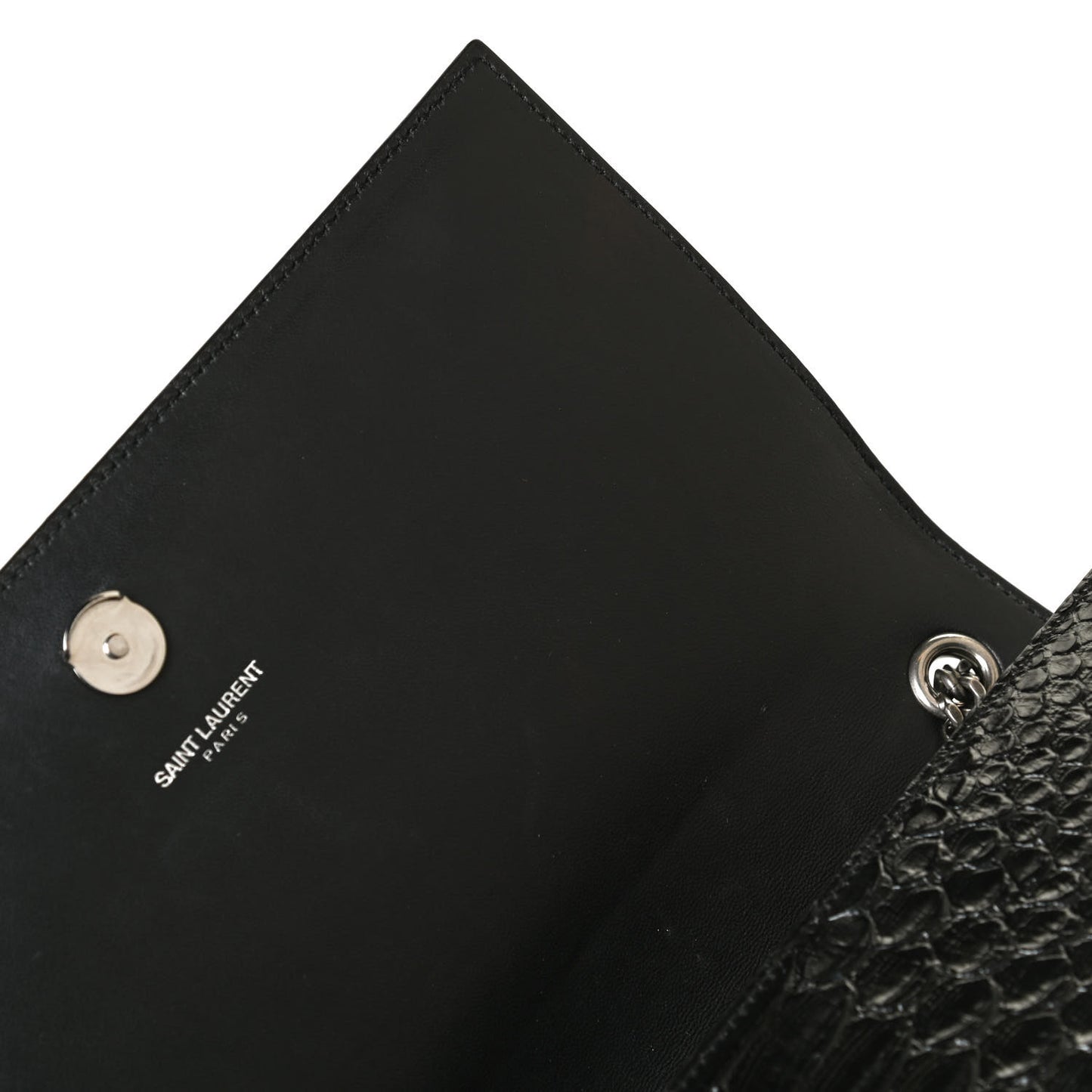 Python Calfskin Embossed Medium Kate Satchel Black