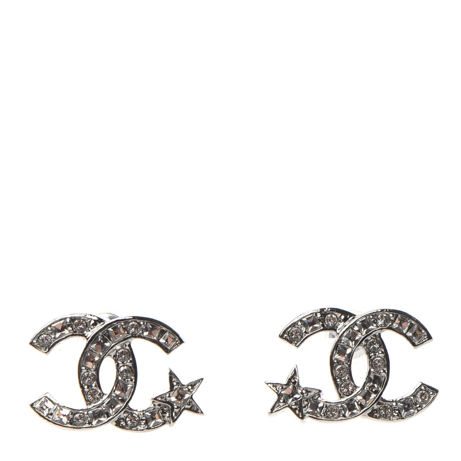 Chanel Crystal CC Starfall Earrings Silver 1 of 4