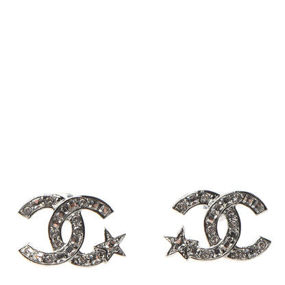 Chanel Crystal CC Starfall Earrings Silver 1 of 4