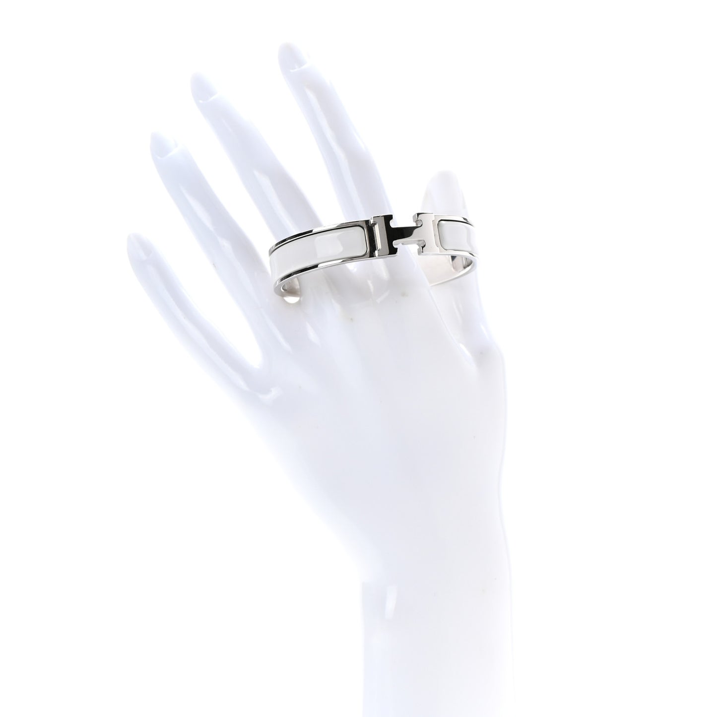 Enamel Narrow Clic Clac H Bracelet PM White