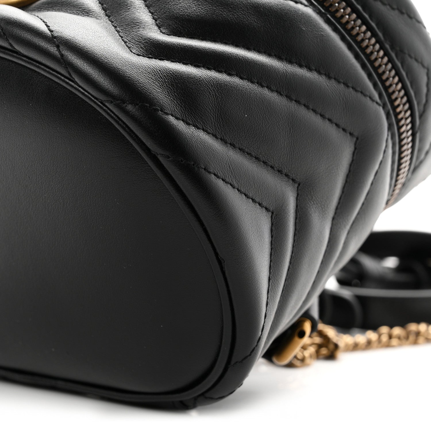 Gucci Calfskin Matelasse Mini GG Marmont Round Backpack Black 10 of 10