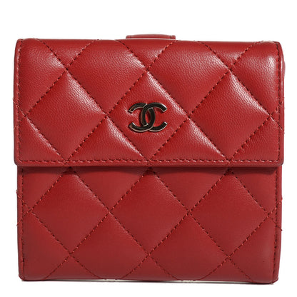 Chanel Lambskin Quilted French Flap Wallet Red 1 of 9