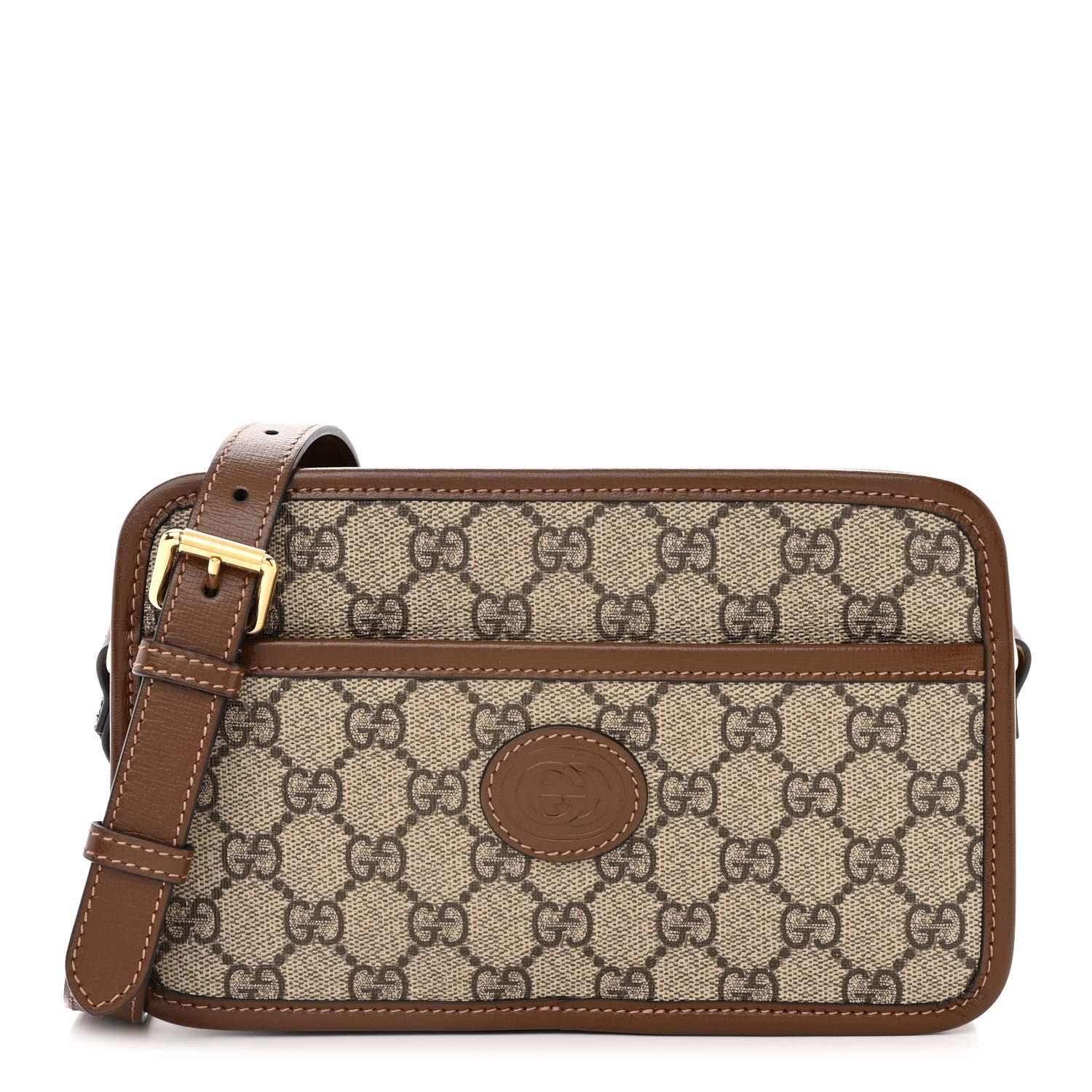 Gucci GG Supreme Monogram Azalea Calfskin Mini Retro Interlocking G Shoulder Bag Beige Ebony Brown Sugar 1 of 11