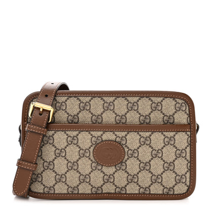 Gucci GG Supreme Monogram Azalea Calfskin Mini Retro Interlocking G Shoulder Bag Beige Ebony Brown Sugar 1 of 11